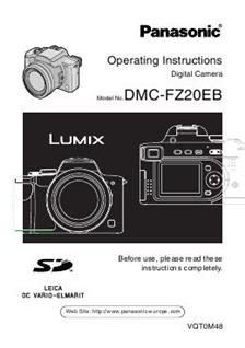 Panasonic Lumix FZ20 manual. Camera Instructions.